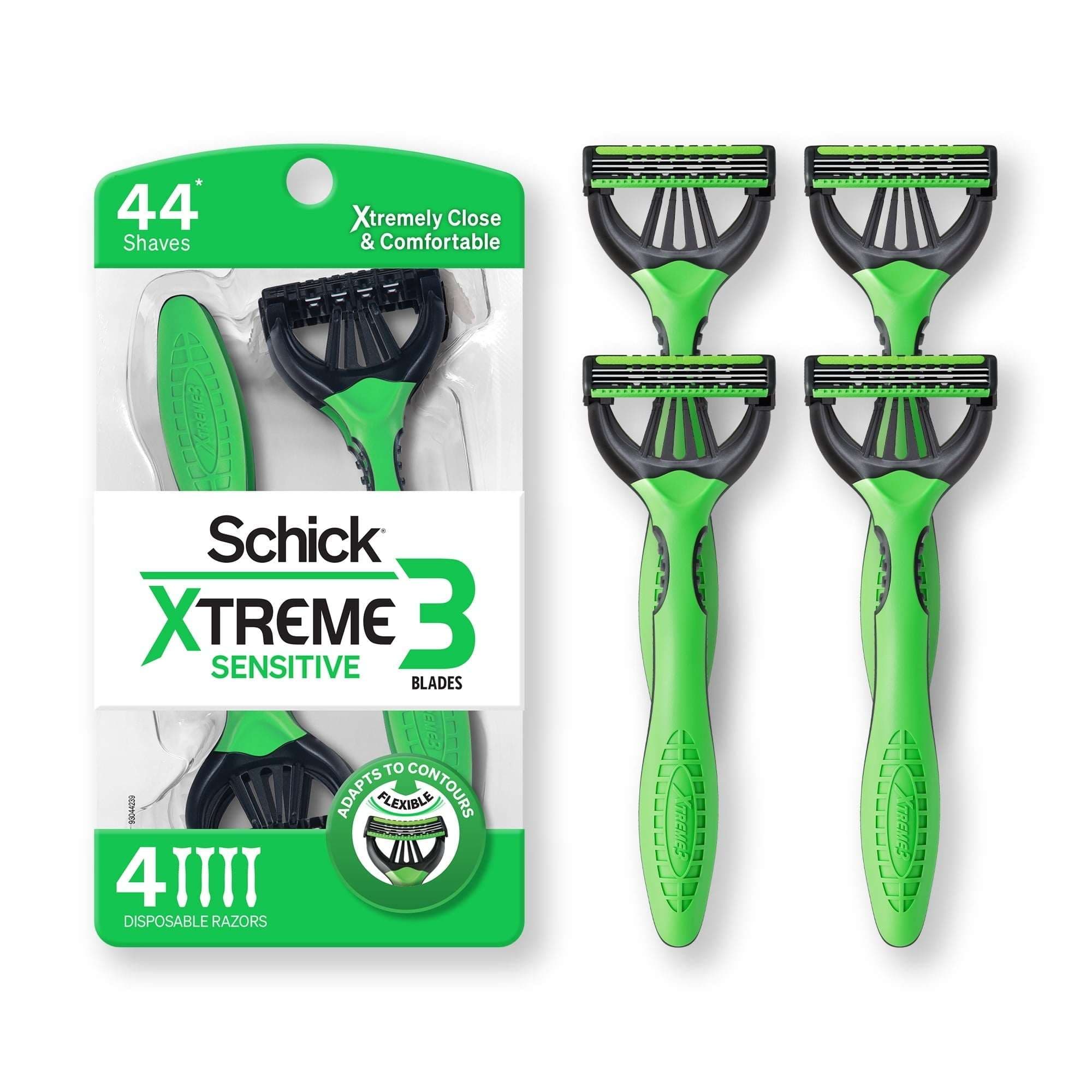 Schick Xtreme 3 Sensitive 3-Blade Disposable Razors for Men, 4 Count