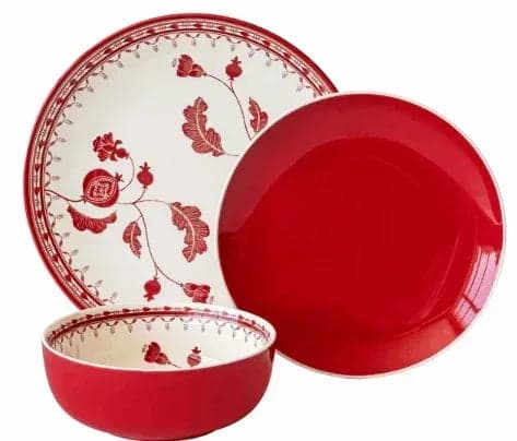 Sofia Home Red 12-Piece Stoneware Dinnerware Set