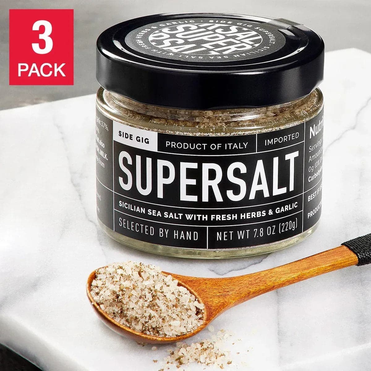 SuperSalt by Side Gig Premium Sicilian Sea Salt Blend, 3 Pack, 15.6 oz Total