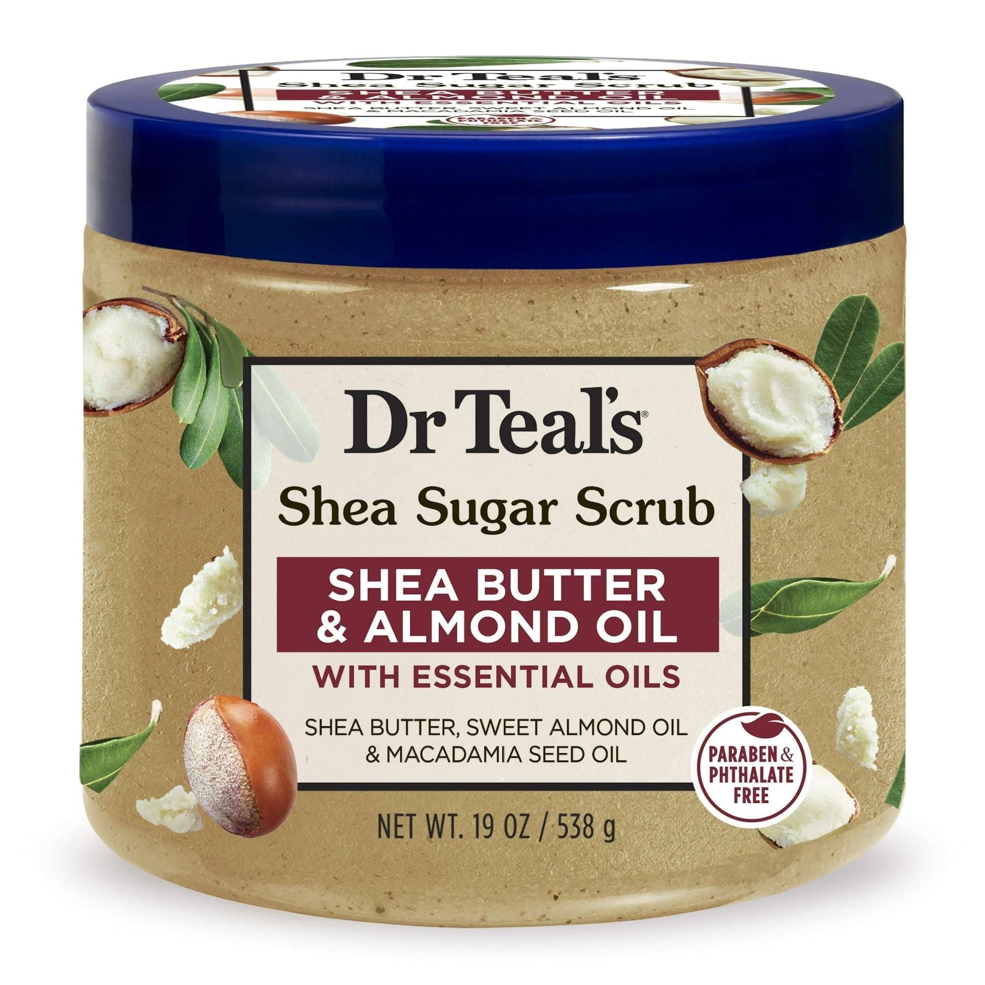 Dr Teal's Shea Sugar Body Scrub with Shea Butter, Almond & Essential Oils, 19 oz