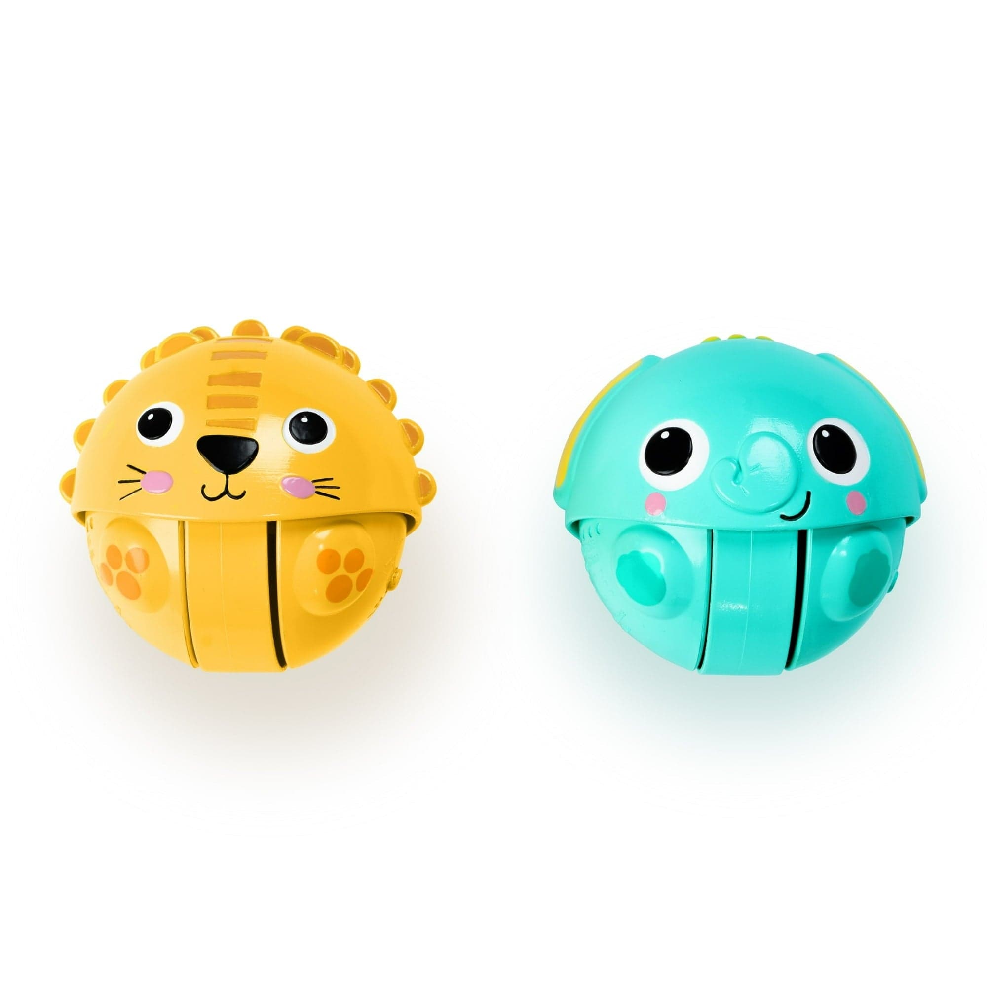 Bright Starts Giggables Roll & Chase Pals, Lion & Elephant, Infant to Toddler, 2-Pack