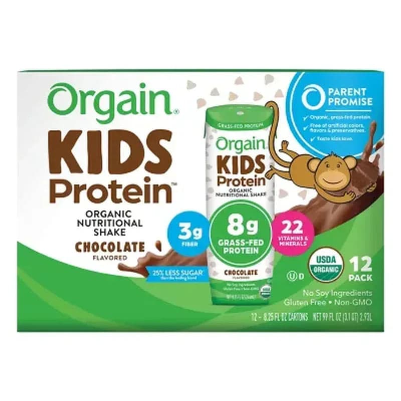 Orgain Kids 8g Protein Organic Nutritional Shake, Chocolate, 8.25 fl oz, 12 Pack