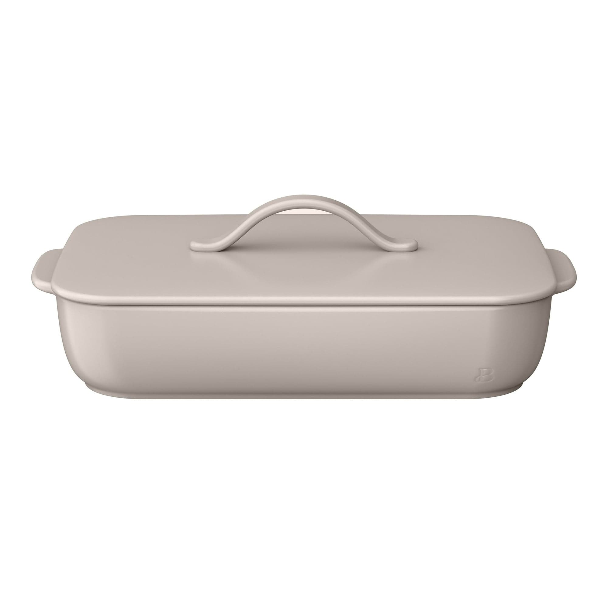 Beautiful 9"x13" Covered Stoneware Baking Dish, Porcini Taupe by Drew Barrymore