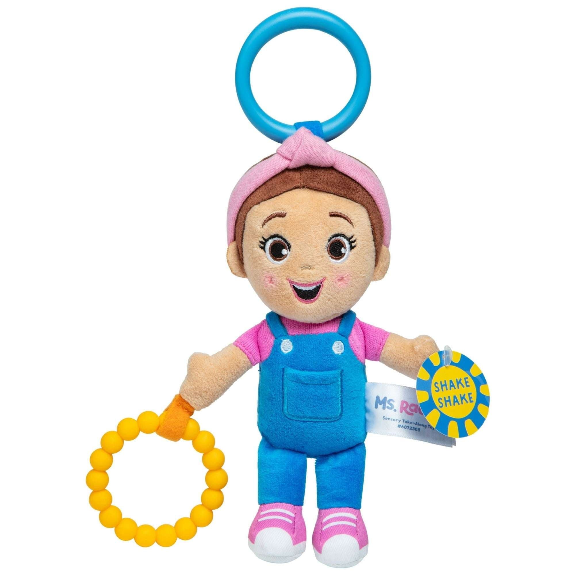 Ms. Rachel Official Sensory Take-Along Plush Toy with Baby Rattle and Clip