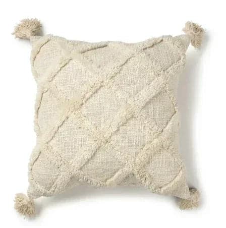 Better Homes & Gardens Tufted Trellis Decorative 20" Square Throw Pillow, Natural, 1 per Pack