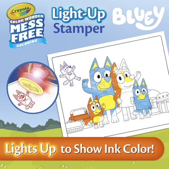 Crayola Color Wonder Magic Light Up Bluey Stamper, Mess Free Coloring, Ages 3+