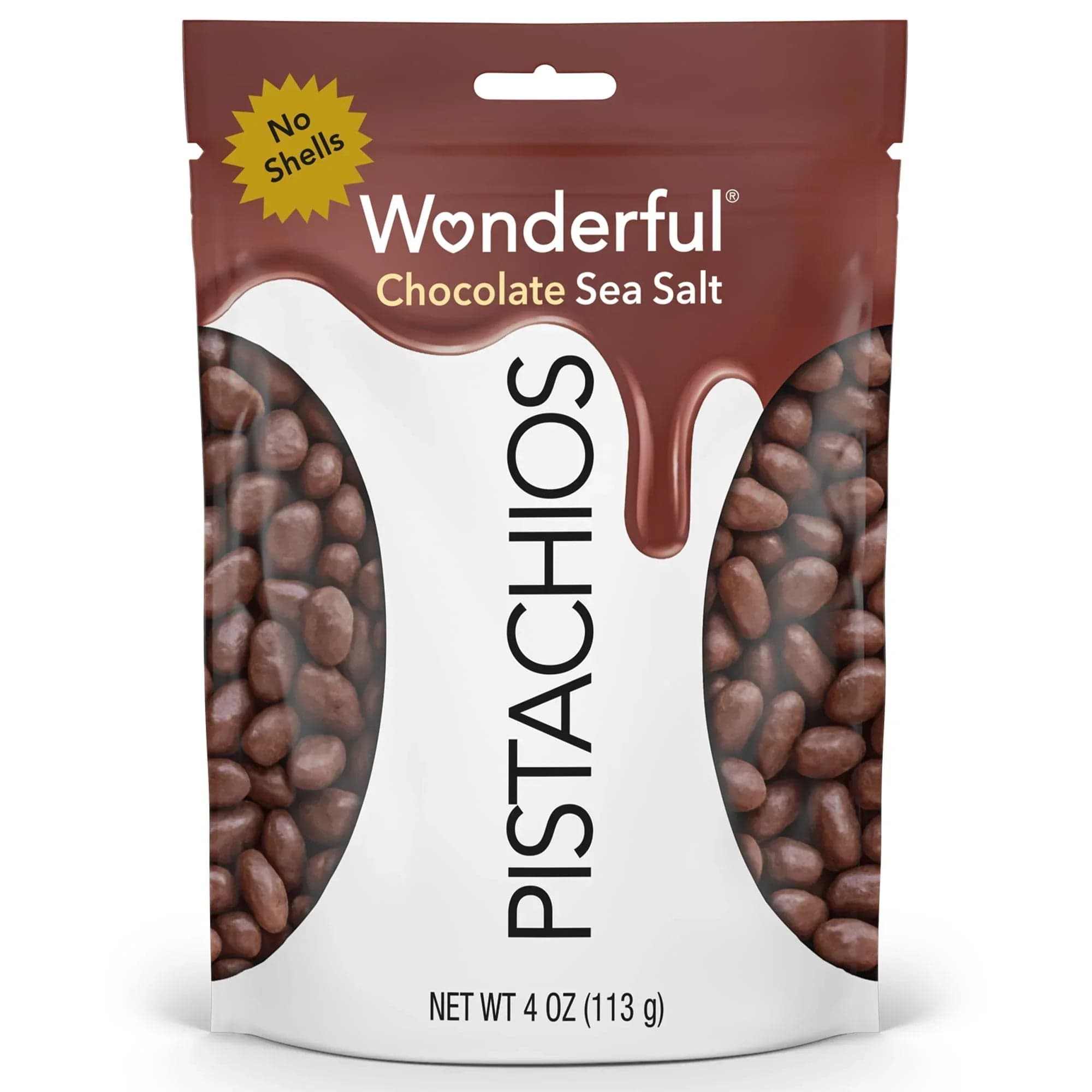 Wonderful Pistachios Chocolate Sea Salt, 4 Ounce Resealable Bag