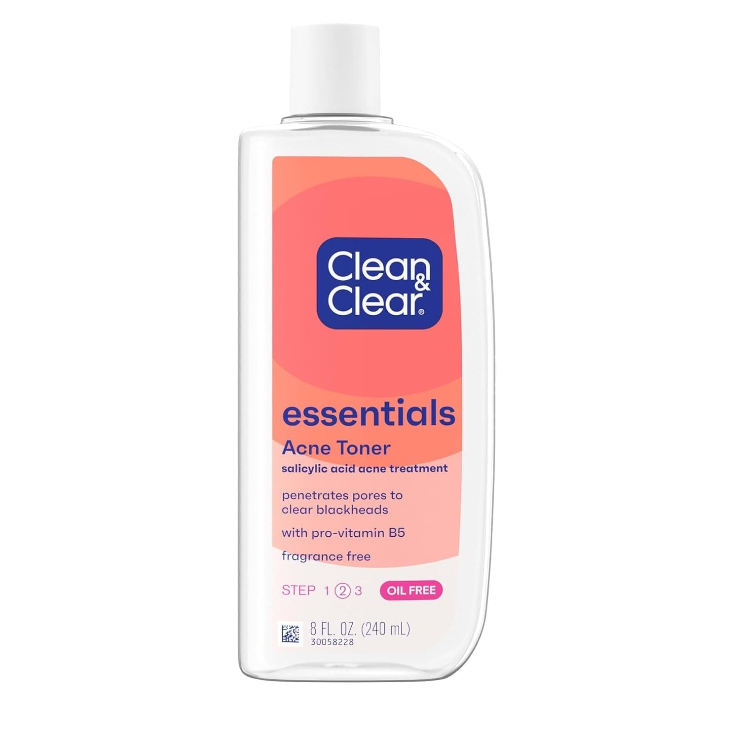 Clean & Clear Essentials Oil-Free Acne Toner, 2% Salicylic Acid with Pro-Vitamin B5, Fragrance Free, 8 fl oz