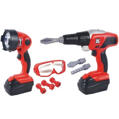 Red Box: Tool Tech: Toy Power Drill & Worklight Set - Lights-Sounds, Kids 3+
