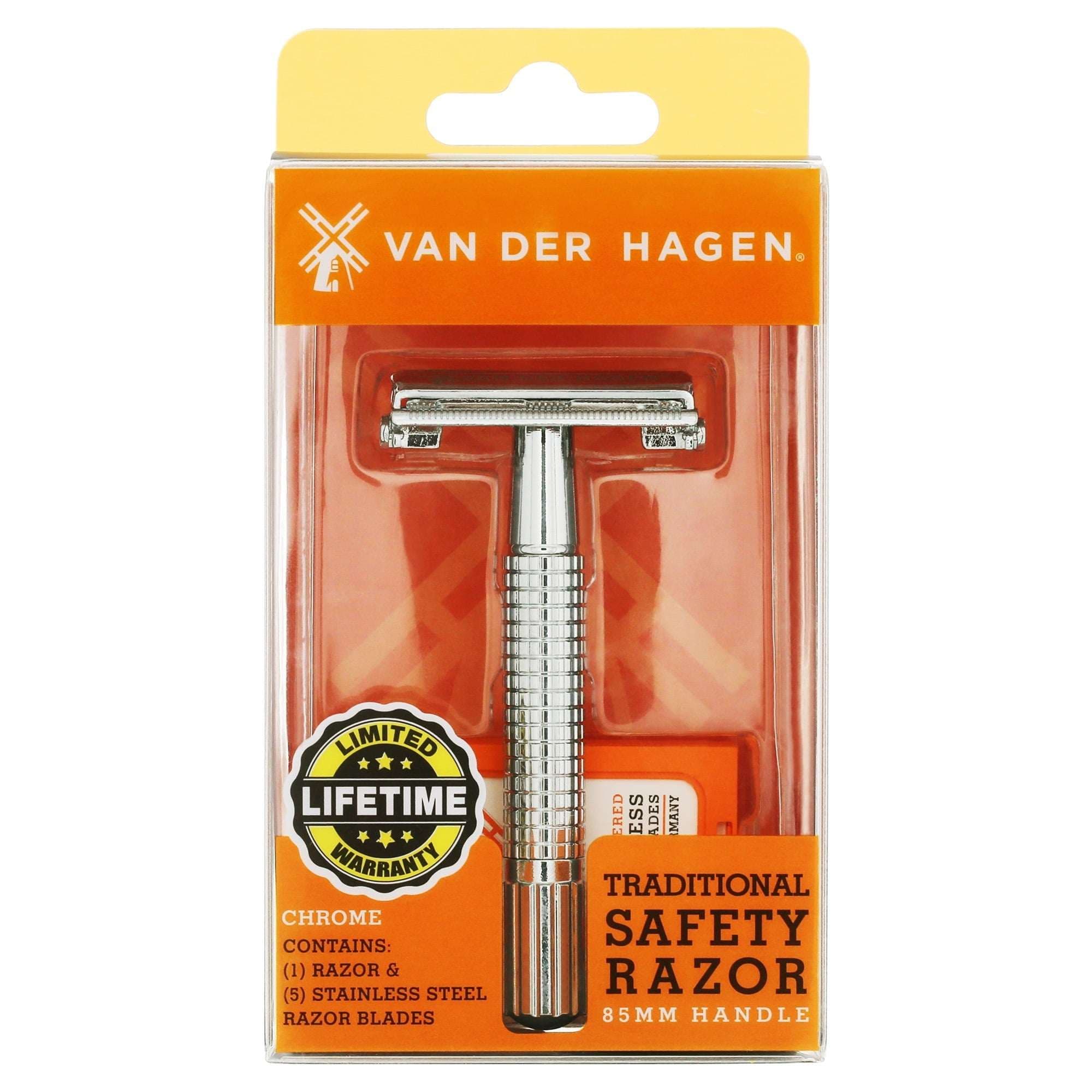 Van Der Hagen Traditional Safety 5-Blade Razor, for All Skin Types, Men, 1 Pack