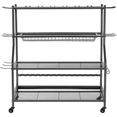 VEVOR Fishing Rod Holder for 15-Rods, Mobile Fishing Pole Rack Cart with Wheels, Fish Gear Equipment Organizer for Garage Home Indoor Use,Black