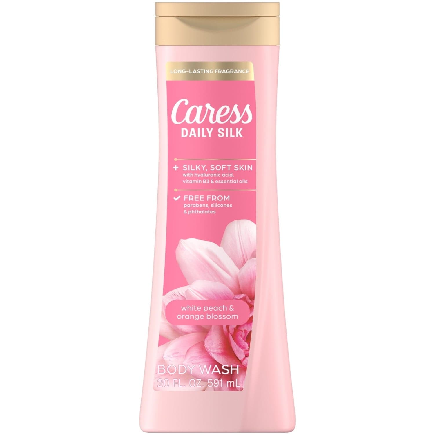 Caress Body Wash for Women, Daily Silk White Peach & Orange Blossom, All Skin Types, 20 fl oz