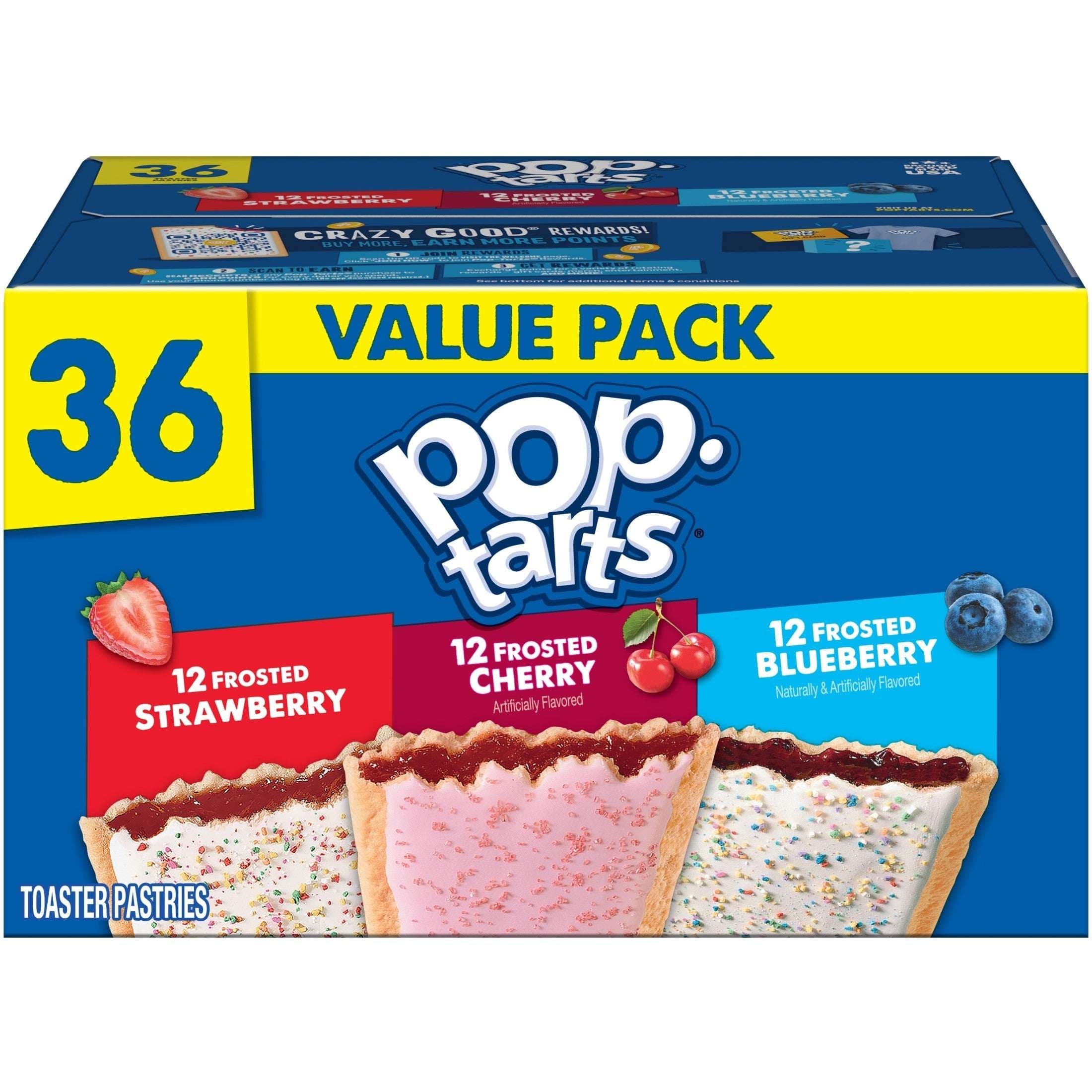Pop-Tarts Variety Pack Toaster Pastries, Snacks Value Pack, 3.8 lb (36 Count)