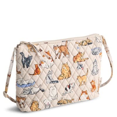 Vera Bradley Women's Outlet Cotton Large Hipster Crossbody Bag Dog Park