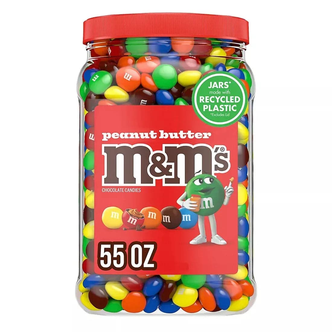 M&M's Bulk Chocolate Candy, Peanut Butter, Jar, 55 oz.