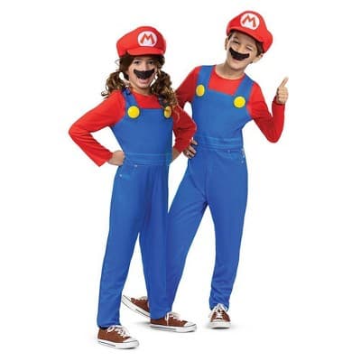 Nintendo Super Mario Bros Elevated Kids' Classic Halloween Costume M: Nintendo Boys' Jumpsuit with Hat & Mustache