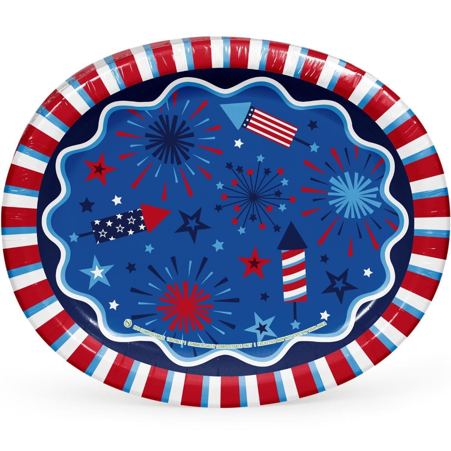 Member's Mark Patriotic Oval Paper Plates, 10" x 12", 50 ct.