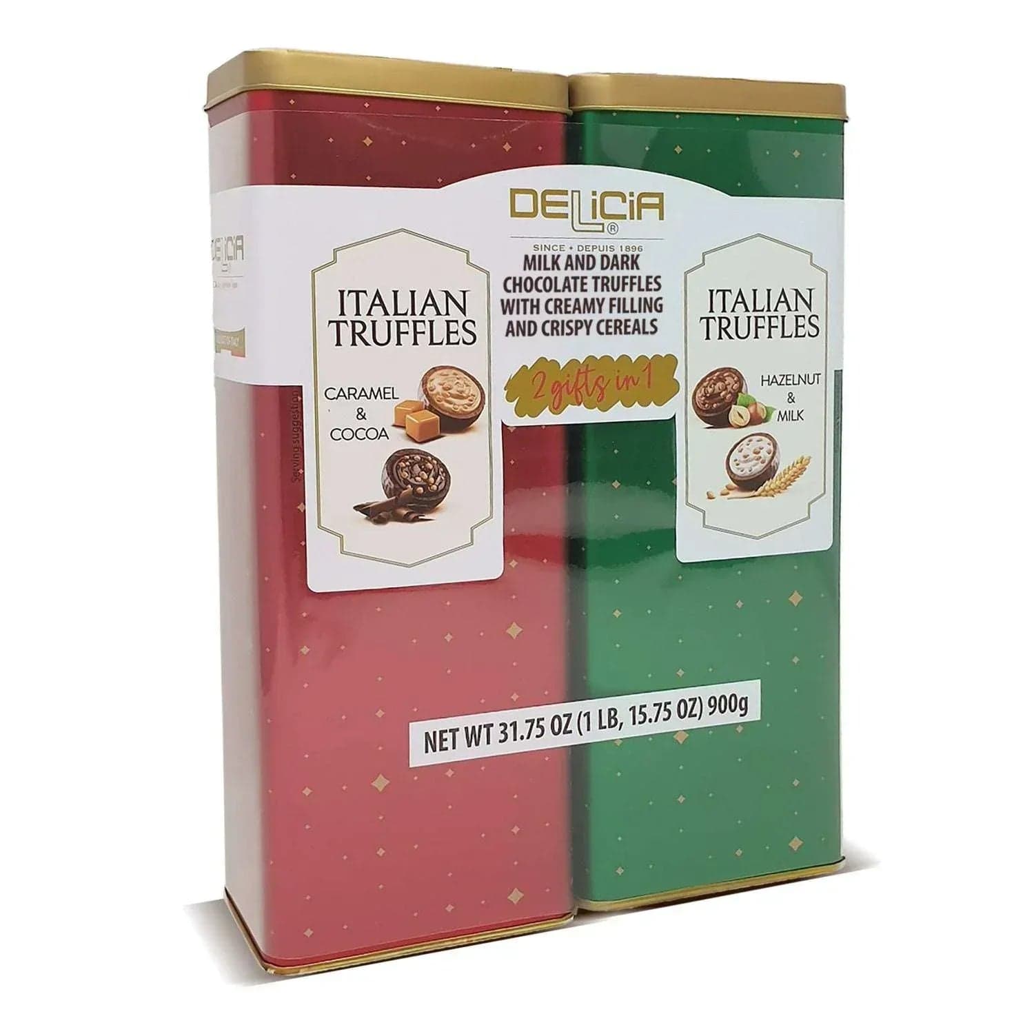 Delicia Fine Italian Chocolate Truffles Gift Tins, 2 pk.