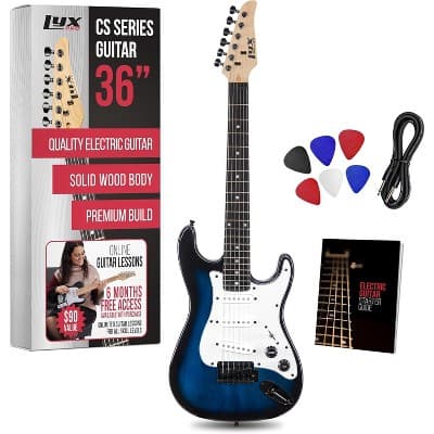 LyxPro CS 36” Beginner Electric Guitar Kit with Amp Cable, 6 Picks & Learner’s Guide - Red