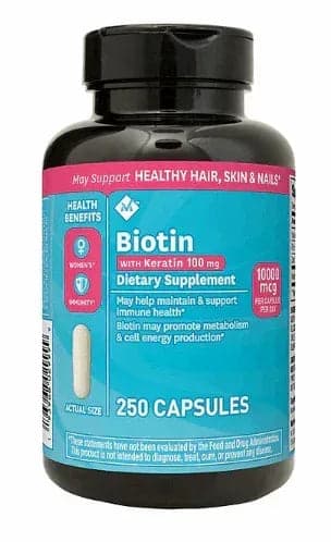 Member's Mark Biotin 10,000 mcg with Keratin 100 mg Capsules, 250 Count