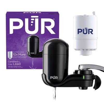 PUR Faucet Mount Water Filtration System Black: Best Faucet Water Purifier, Easy Installation, Filters Mercury & Lead