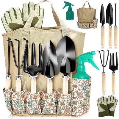 SCUDDLES Garden Tool Bag with Outdoor Hand Tools, Stainless Steel, Non-Slip Grip, Gloves, Tote - SCGB2