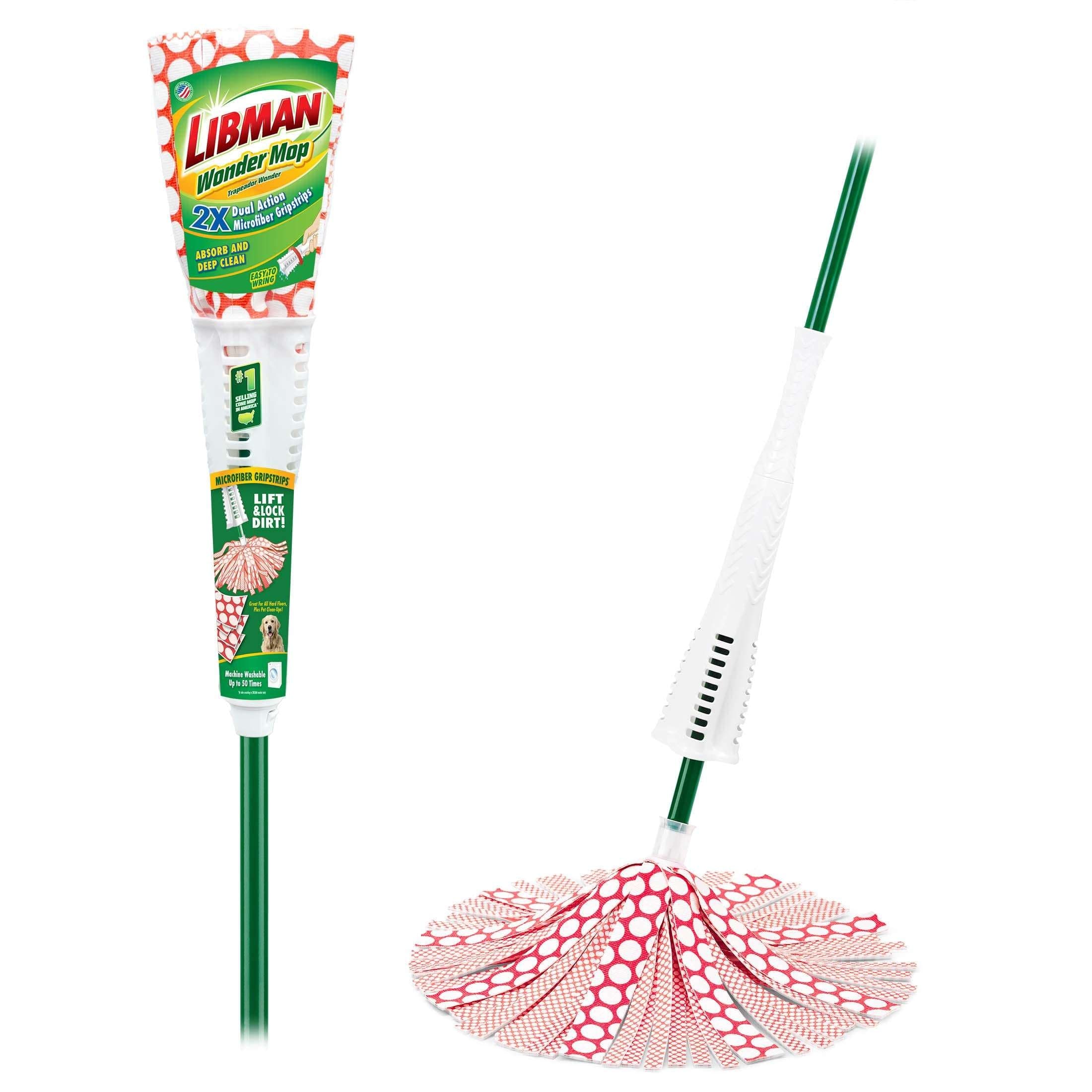 Libman Wonder Mop with Microfiber Fibers and Green Steel Handle