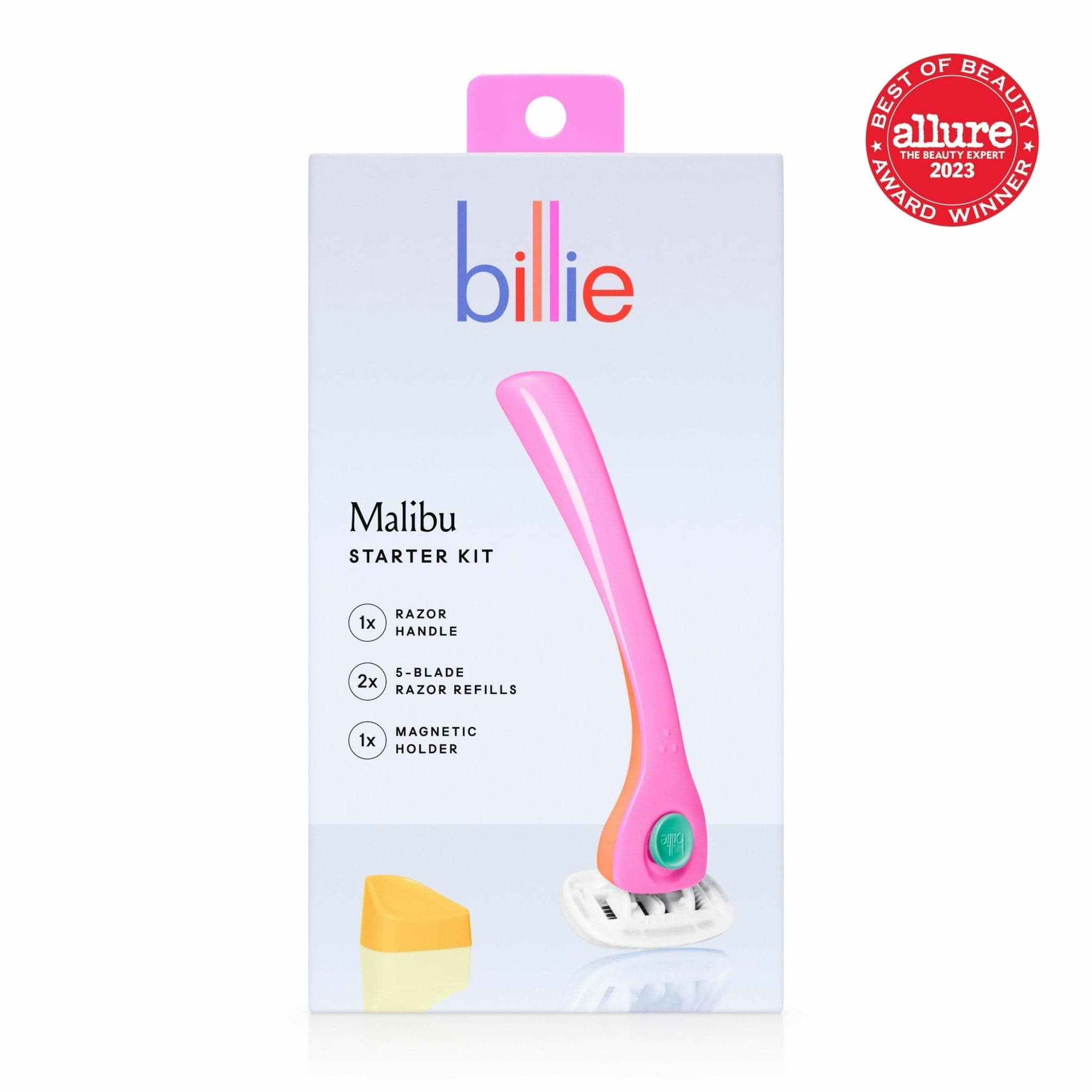 Billie Women's Razor Kit, 1 Handle + 2 x 5-Blade Refills + Magnetic Holder, Malibu Color