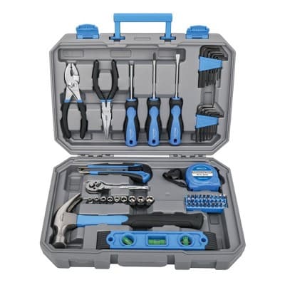 Apollo Tools 65pc Household Tool Kit DT0001: Chromed Steel Hand Tool Set with Carrying Case & Lifetime Warranty