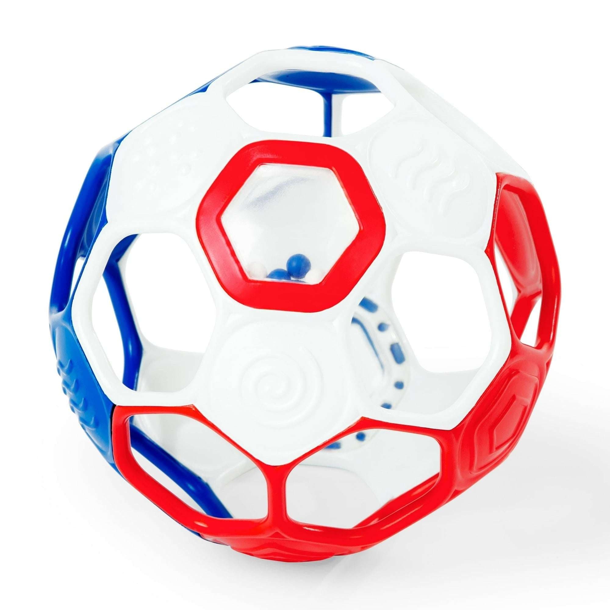 Bright Starts Grippin' Goals Rattle Ball, Red, White & Blue