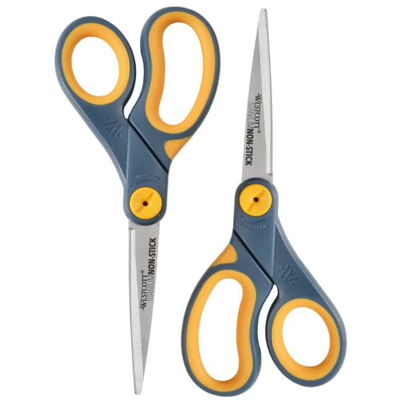 Westcott 8 Inch Non-Stick Titanium Bonded Adjustable Glide Scissors, 2 Pack