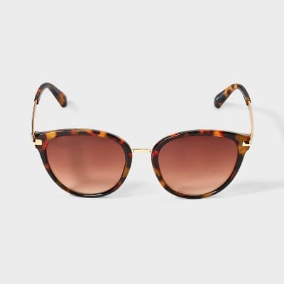 Plastic Metal Combo Round Sunglasses- Universal Thread Tort