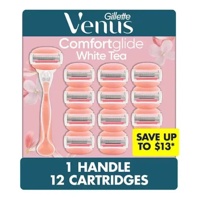Venus Comfortglide Women'S Razor Handle + 12 Cartridges, White Tea