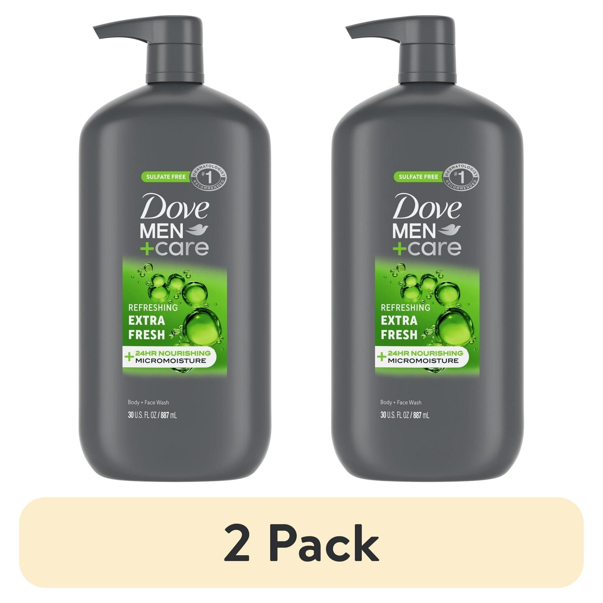 Dove Men+Care Extra Fresh Refreshing Body and Face Wash, 30 fl oz (2 Pack)
