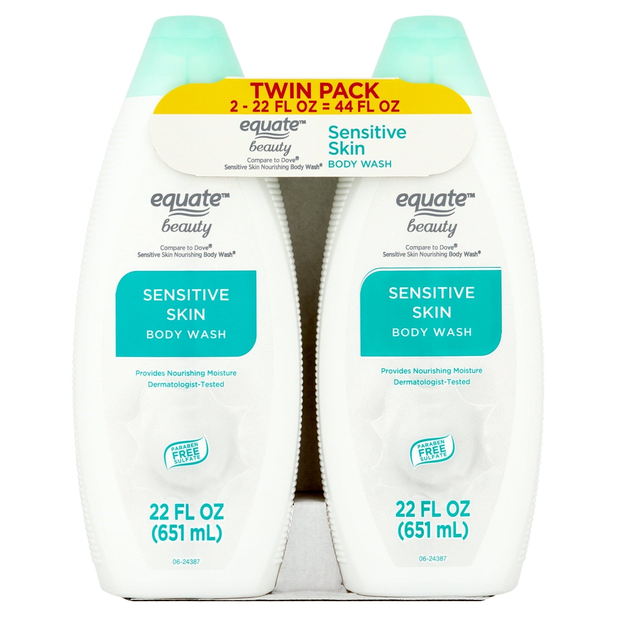 Equate Sensitive Skin Body Wash, 22 fl oz, 2 Pack