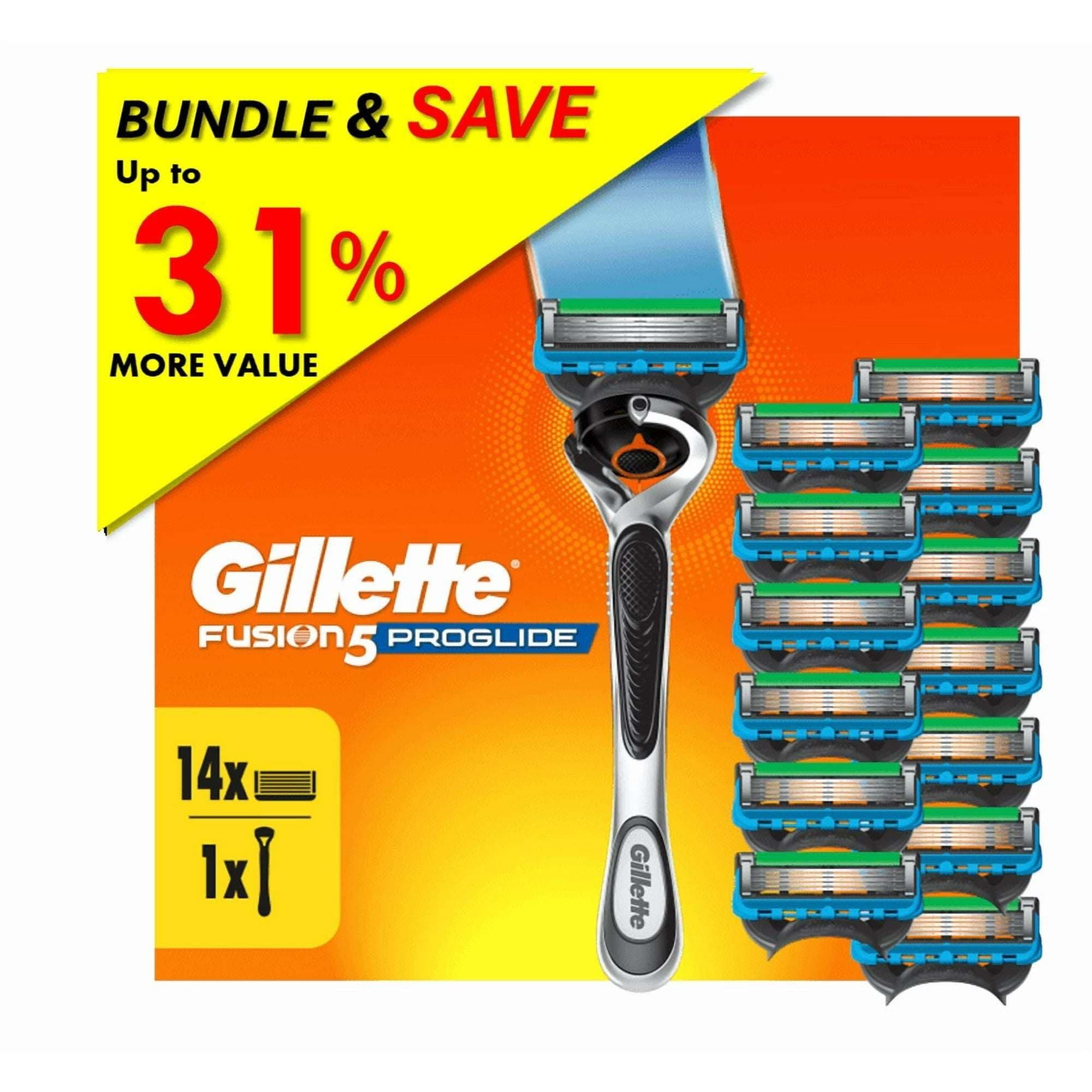 Gillette ProGlide Razor Bundle with 14 Blade Cartridge Refills