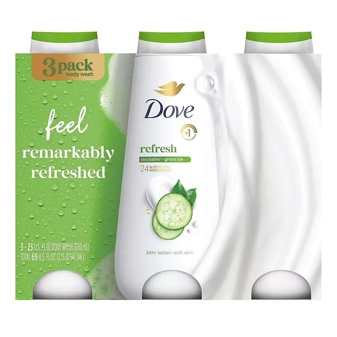 Dove Refreshing Cucumber & Green Tea Body Wash, 3 pk./23 oz.