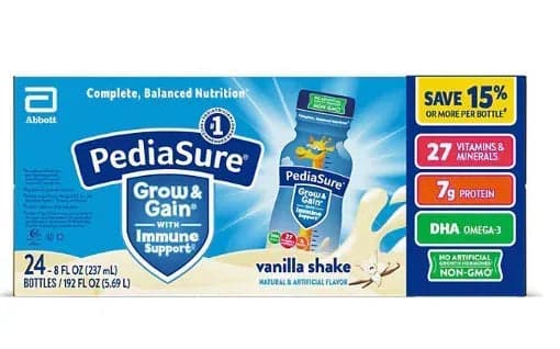 PediaSure Grow and Gain Nutrition Shake for Kids, Vanilla 8 fl. oz., 24 pk.