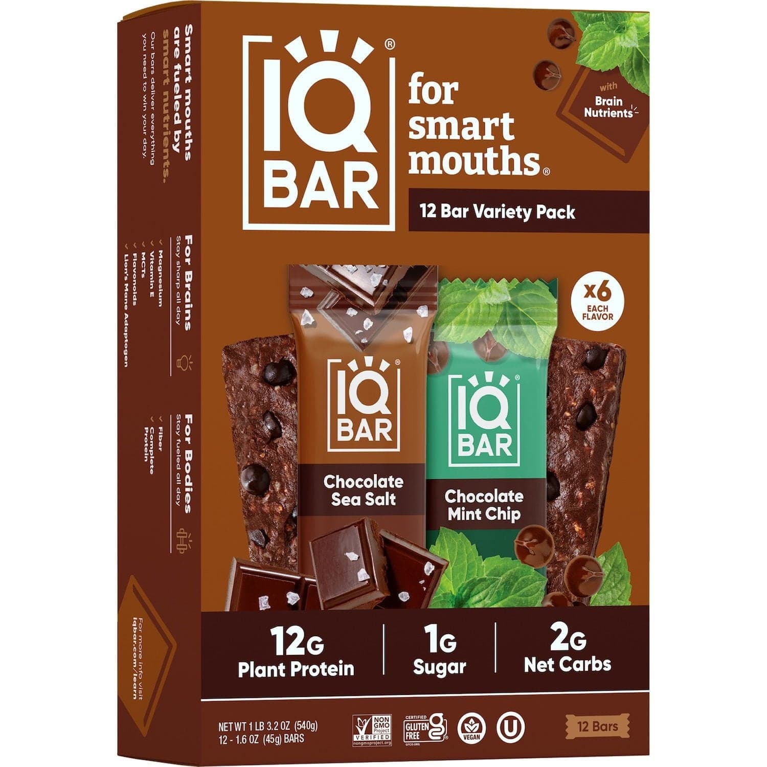 IQBAR Protein Bar, Variety Pack, 1.6 oz., 12 ct.
