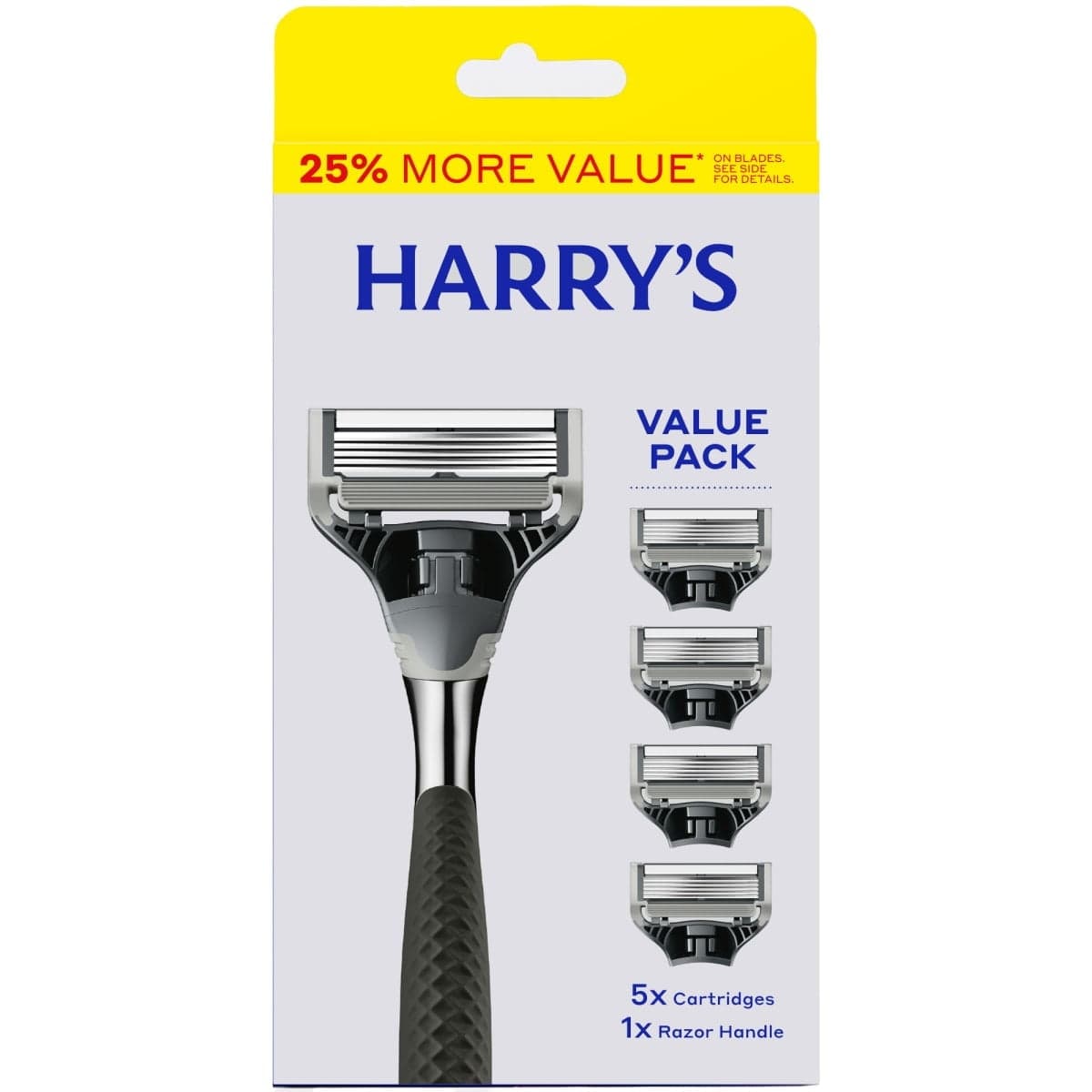 Harry's Razor Handle for Men with 5 Razor Blade Cartridges, Ink Chrome