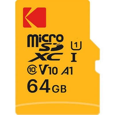 KODAK 64GB microSDHC Memory Card with SD Adapter UHS-I U1 Class 10 V10 Flash Memory Card for Smartphones Tablets Cameras Dash Cams & Full HD Recording