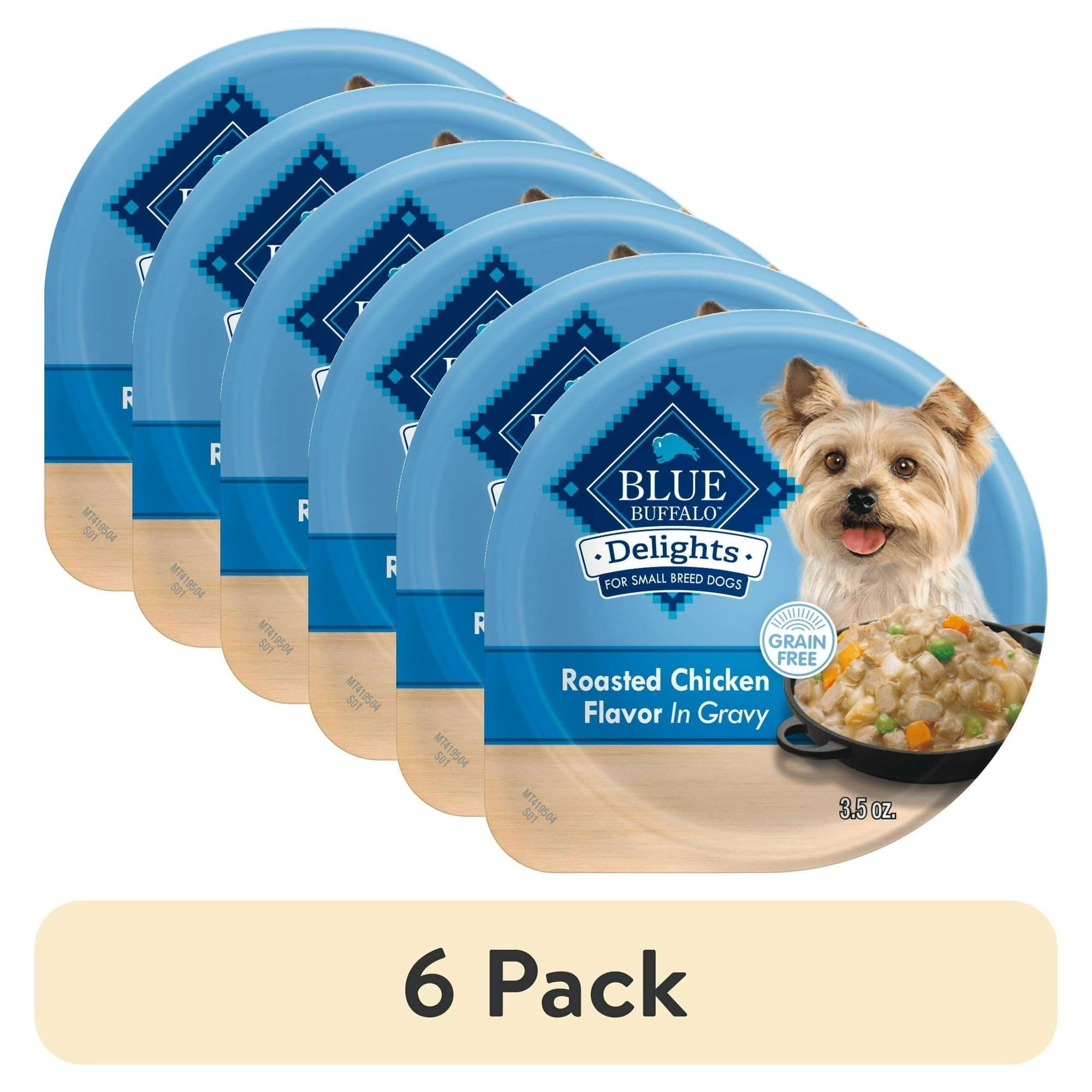 Blue Buffalo Delights Small Breed Roasted Chicken Flavor in Hearty Gravy Wet Dog Food for Adult Dogs, Grain-Free, 3.5 oz Cup