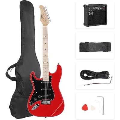 GLARRY 39" Left Handed Full Size Electric Guitar for Music Lover Beginner with 20W Amp and Accessories Pack Guitar Bag