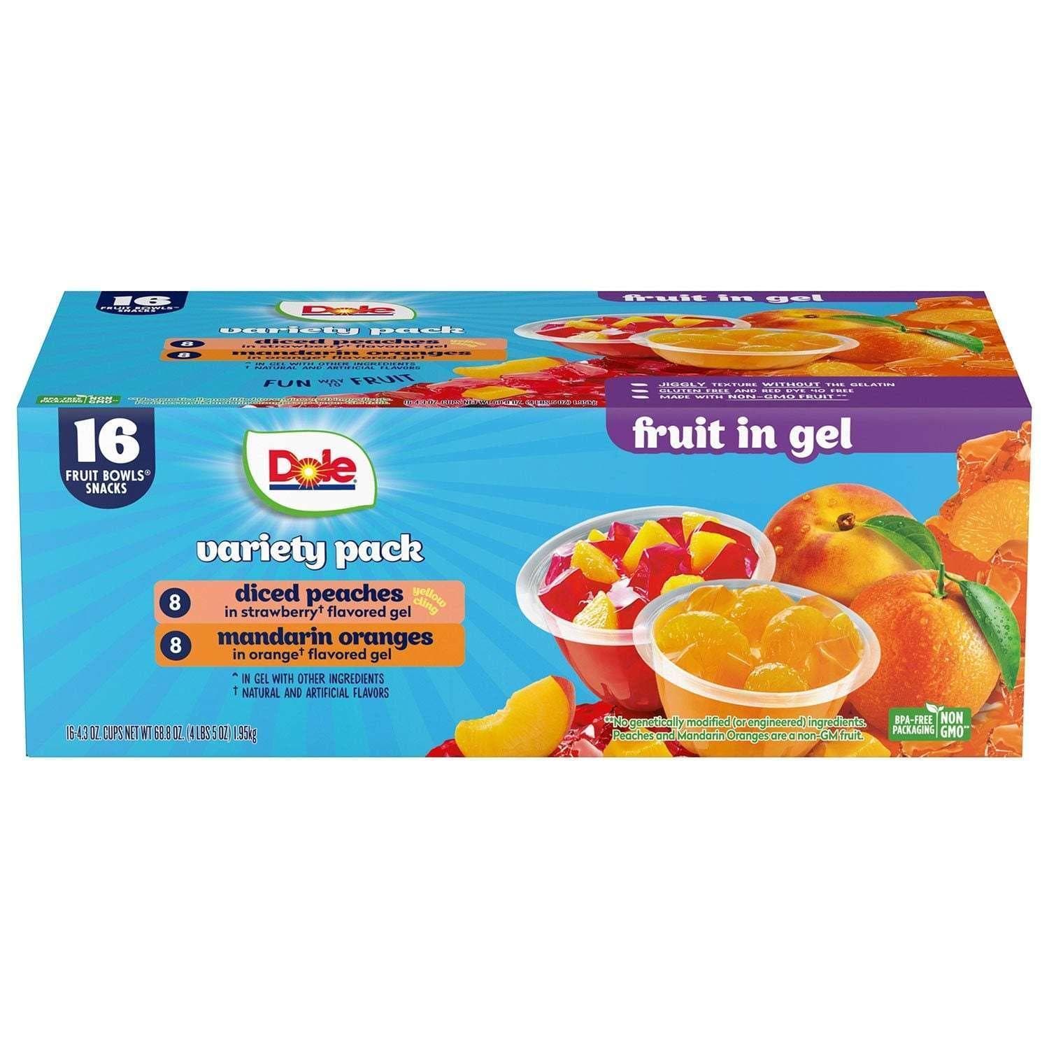Dole Fruit Bowls in Gel Variety Pack 4.3 oz., 16 pk.