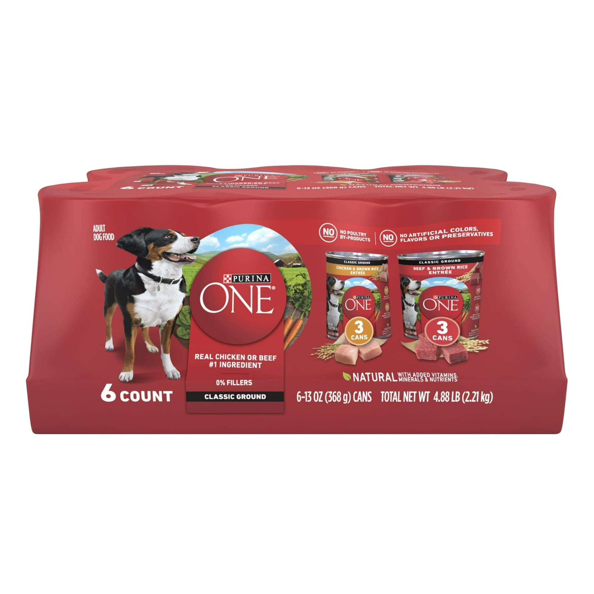 Purina ONE Natural Wet Dog Food, High Protein Soft Variety Pack, 13 oz Cans