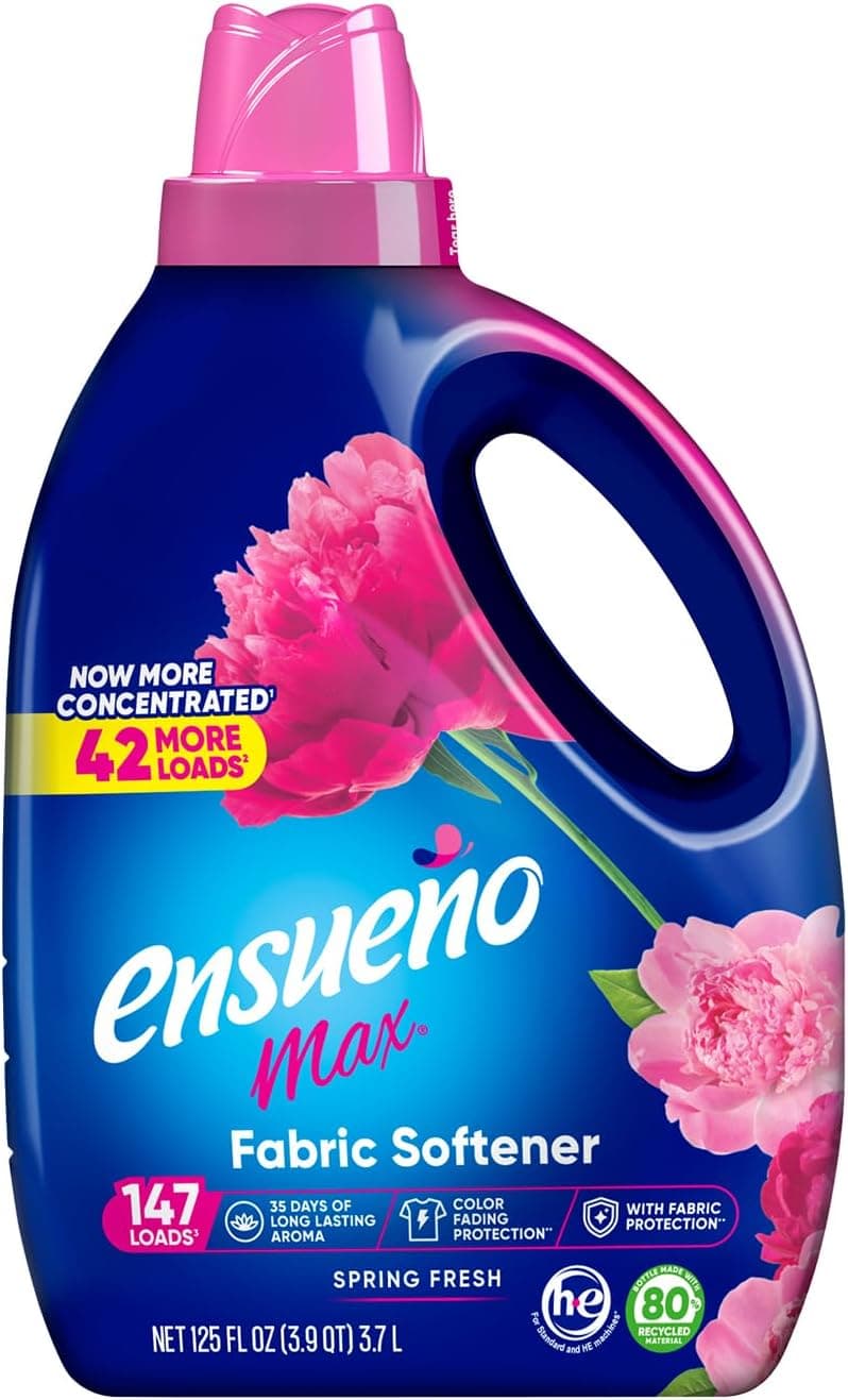 Ensueño Max Liquid Fabric Softener, Spring Fresh, 125 fl oz (147 Loads)