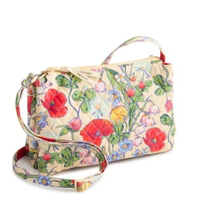 Vera Bradley Women's Premium Cotton Foxbury Crossbody Bag All the Pretty Wildflowers