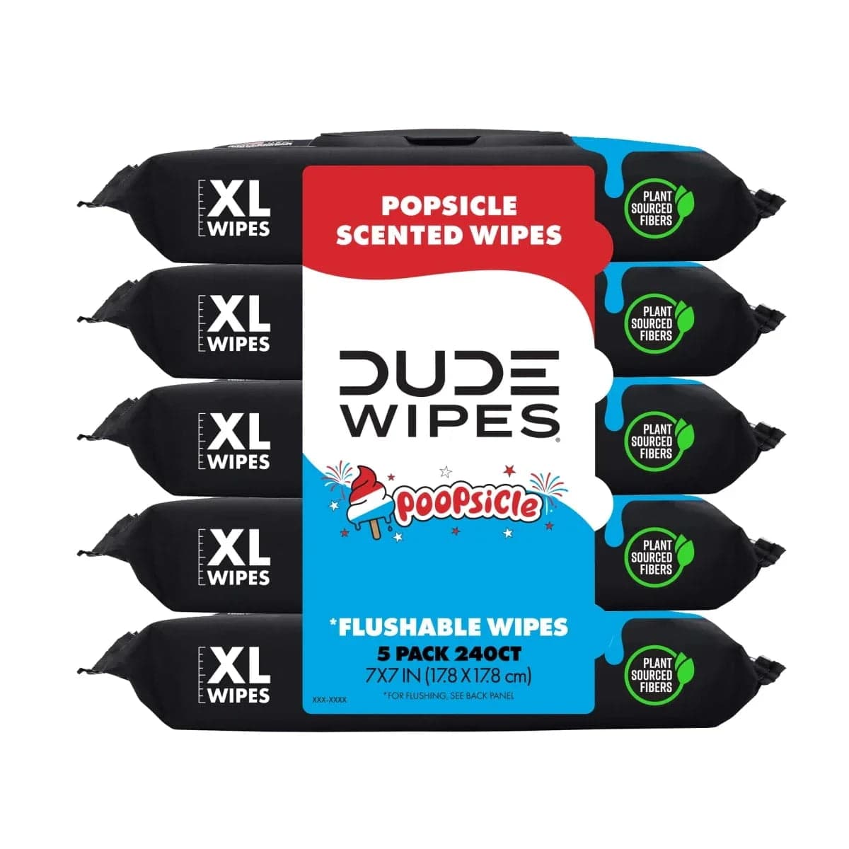 DUDE Wipes Poopsicle, Ice Pop Scented Extra Large Flushable Wipes, 48 Count, Pack of 3 to 5