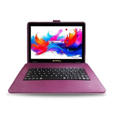 LINSAY 10.1"Octa Core 256GB Storage Android 15 Tablet with Purple Style Keyboard