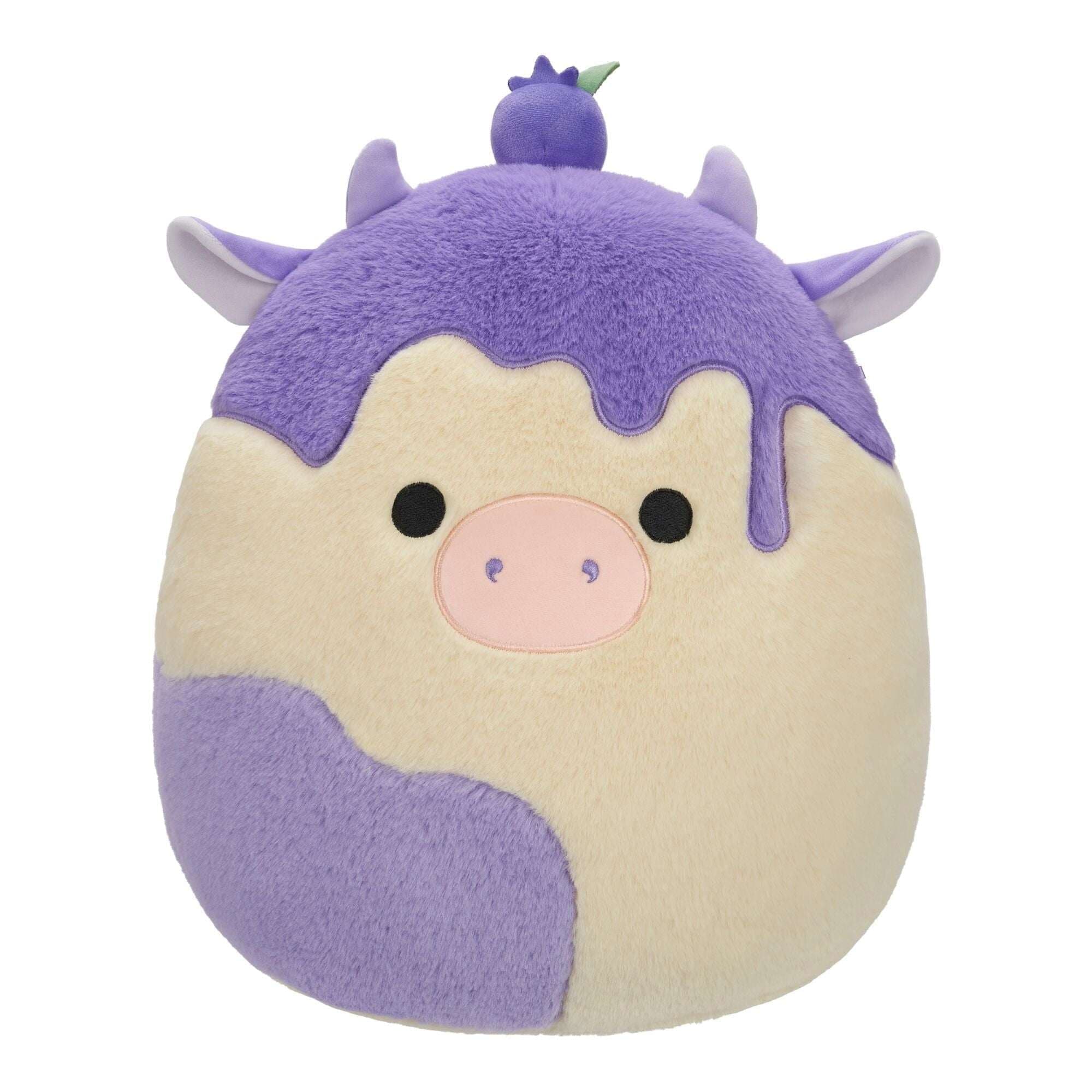Squishmallows FuzzAMallow Official 12 inch Benito the Blueberry Cheesecake Cow Plush Toy